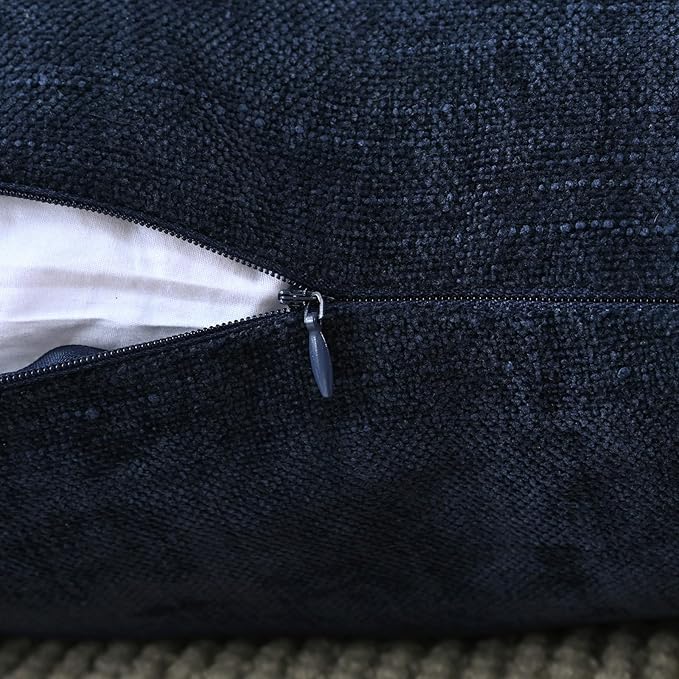 Set of 4 Soft Textured Decorative Throw Pillow Covers 18x18 Inch Cozy Farmhouse Cushion Cover Square Accent Pillow Cases for Bed Couch Sofa Living Room, Beige White Blue