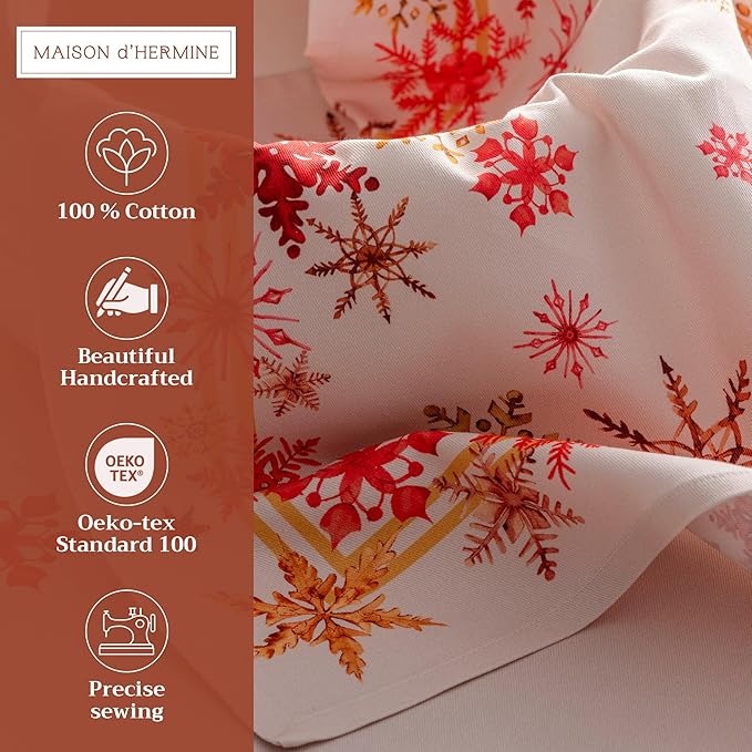 Maison d' Hermine Cloth Napkins Set of 4 100% Cotton Everyday Reusable Square Napkins Cloth Washable, Dinner, Party, Wedding, Restaurant (Crystal Star, 20" x 20")