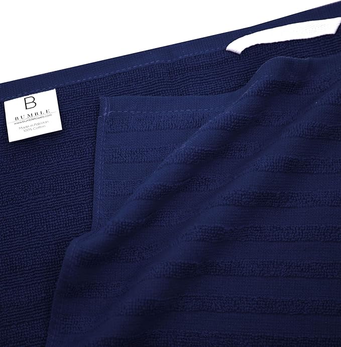 Premium Kitchen Towels 20”x 28”- 6 Pack | Large Cotton Kitchen Towels | Hand Towels for Kitchen | Flat & Terry Towel | Dish Towels | Highly Absorbent Tea Towel with Hanging Loop | Navy Blue Striped