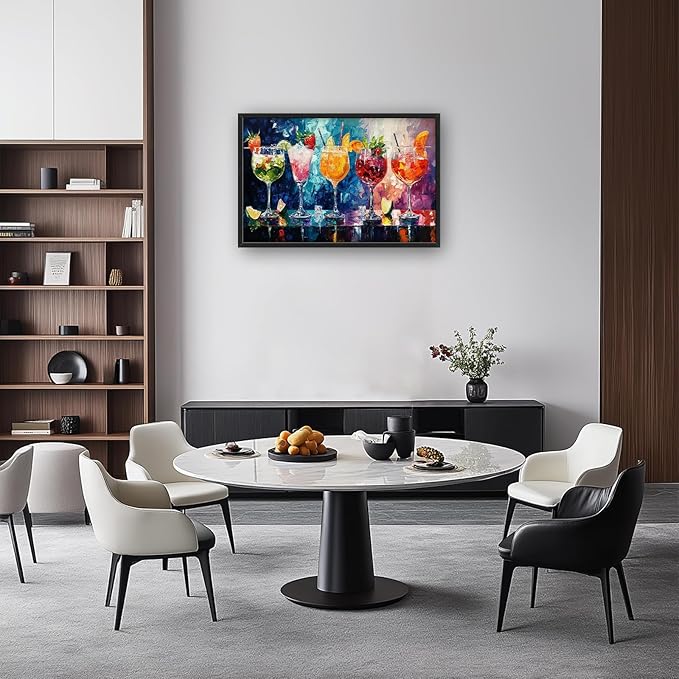 Olivine Large Wall Art, Cocktail Pictures Wall Decor, Colorful Cocktail Paintings, Liquor Canvas Prints, Framed Artwork for Bar Bathroom Bedroom Living Room Office Home Decoration 36"x24"