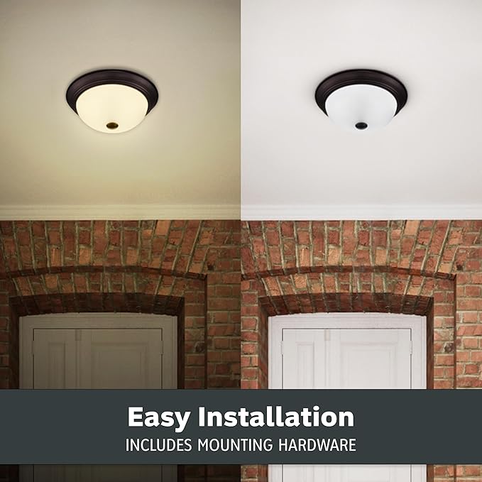 DESIGNERS FOUNTAIN Reedley 3-Lights Flush Mount Ceiling Light, 15 Inch Lighting Fixture for Kitchen, Bedroom, Bathroom, and Hallway, Oil Rubbed Bronze with Etched Glass, 1257L-ORB-W