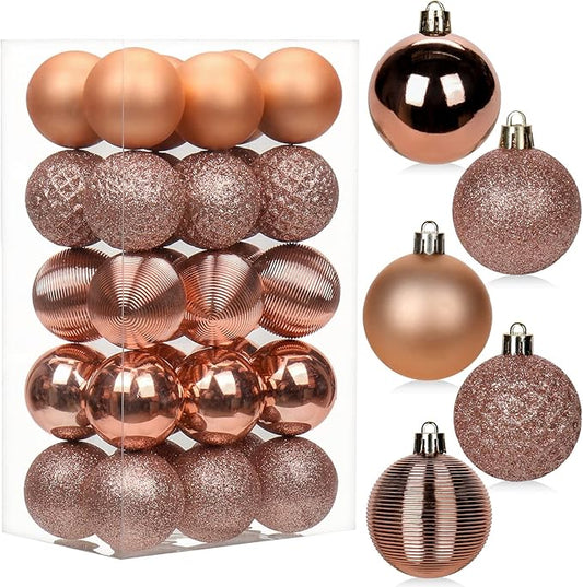 30PCS 2" Christmas Ball Ornaments Shatterproof Rose Gold Christmas Tree Decorations Xmas Tree Balls Halloween Ornaments Décor