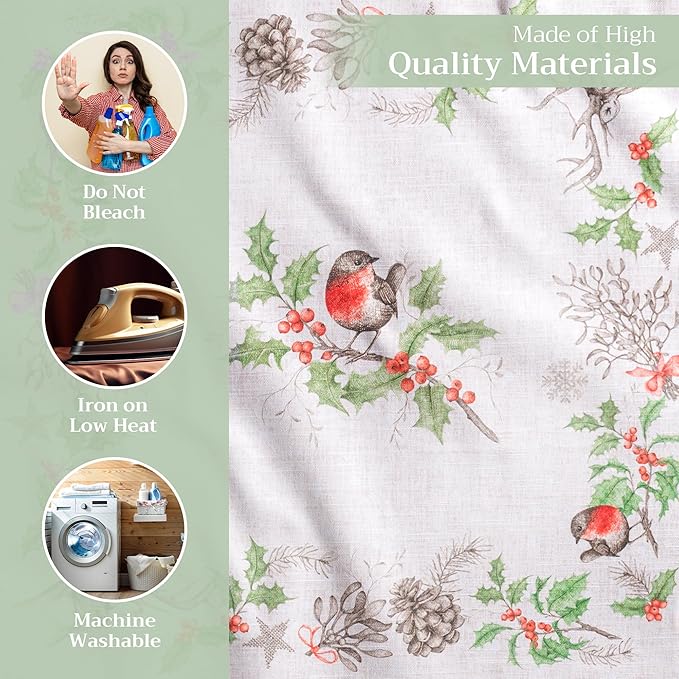 Maison d' Hermine Cloth Napkins Set of 4 100% Cotton Everyday Reusable Square Napkins Cloth Washable, Dinner, Party, Wedding, Restaurant (Christmas Dew, 20" x 20")