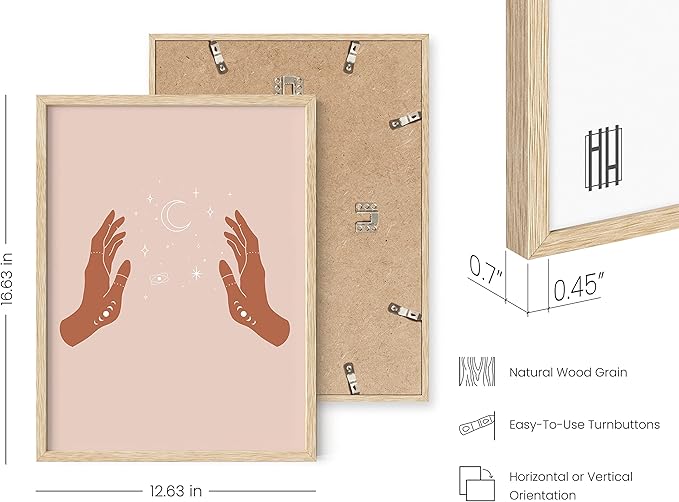 HAUS AND HUES Astrology Posters and Celestial Decor - Astrology Wall Decor and Spiritual Posters | Sun and Moon Wall Art Palm Wall Decor | Boho Artworks Boho Prints (12x16 Beige Framed)