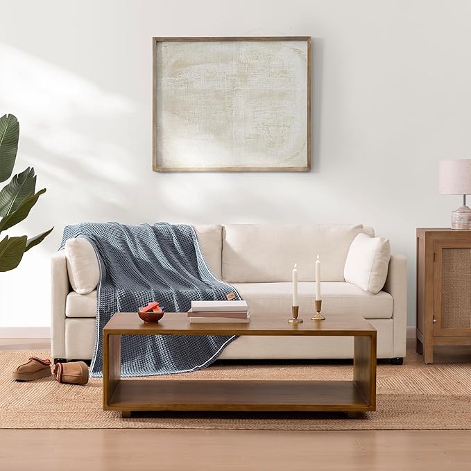 UGG Luna Knit Throw Cotton Chunky Soft Throw Blanket for Couch or Bed Cozy Washable Giftable Lightweight Blanket for Living Room or College Dorm, 50-inch x 70-inch, Imperial Blue