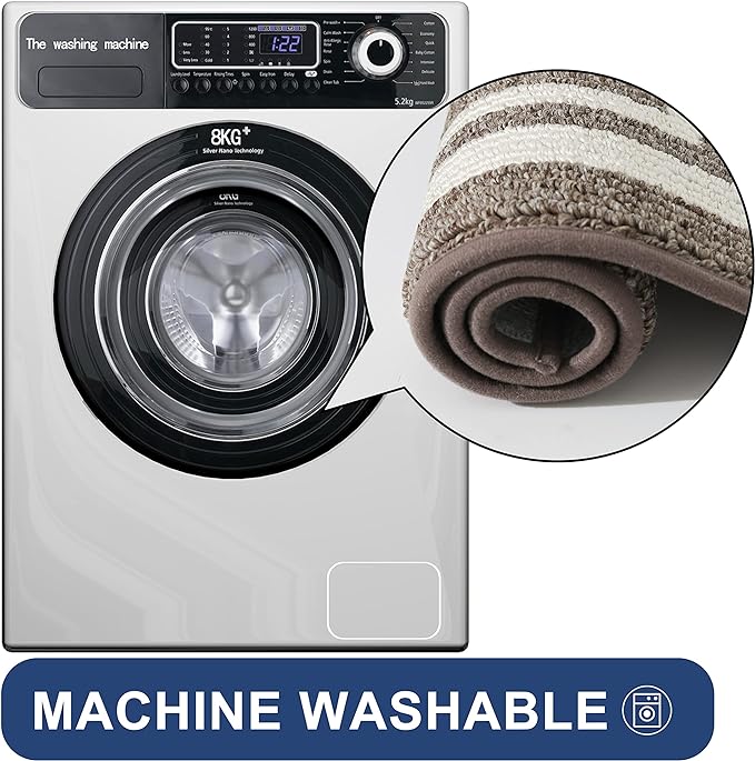 COSY HOMEER Kitchen Rugs Non-Slip 24x35/24x60 Inch Thick Polypropylene Standing Mat for Home Machine Washable, Brown Frame