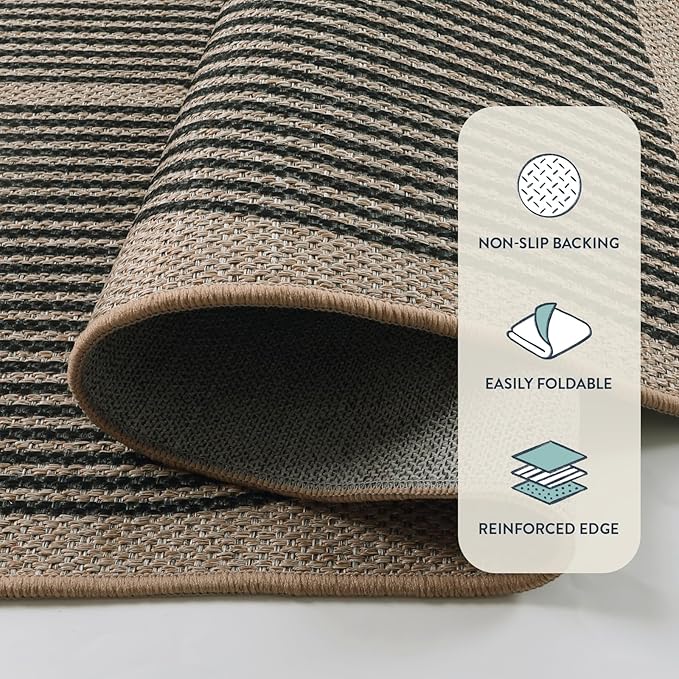 Lahome Modern Rainbow Easy Jute Outdoor Runner Rug, 2x6 Runners for Hallways Washable Laundry Room Rug, Farmhouse Non Slip Indoor Outdoor Carpet for Kitchen Floor Entryway