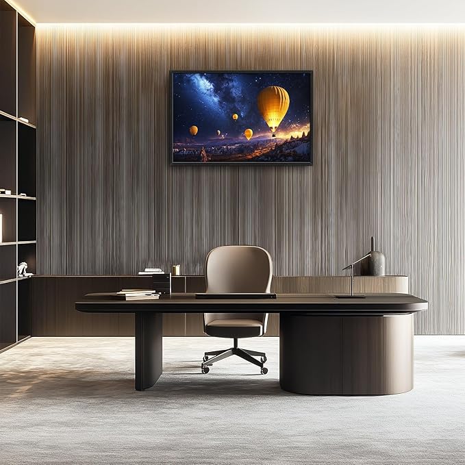 Olivine Hot Air Balloon Wall Art, Cappadocia Landscape Pictures Wall Decor, Night Adventure Paintings, Travel Canvas Prints, Framed Artwork for Bathroom Bedroom Living Room Office Home 36"x24"