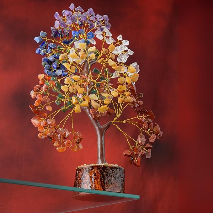 Chakra Healing Crystal Tree Kit with 7 Chakra Bracelet and 2 Pendant Necklace - Gemstones Money Bonsai Tree Decor for Spiritual Good Luck Gift, Birthday Gift for Women, Men, Home, Office