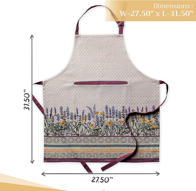 Maison d' Hermine 100% Cotton Apron for women with Pocket Kitchen Chef Apron for Men Cooking Gardening Server Waitress