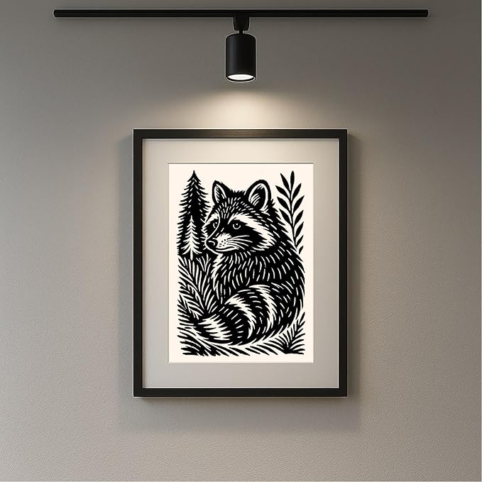 Caelumis Vintage Wall Art Decor Prints Black And White Pictures Posters For Farmhouse Living Bedroom Bathroom Room kitchen Handmade Unframed (Raccoon 12x16in)