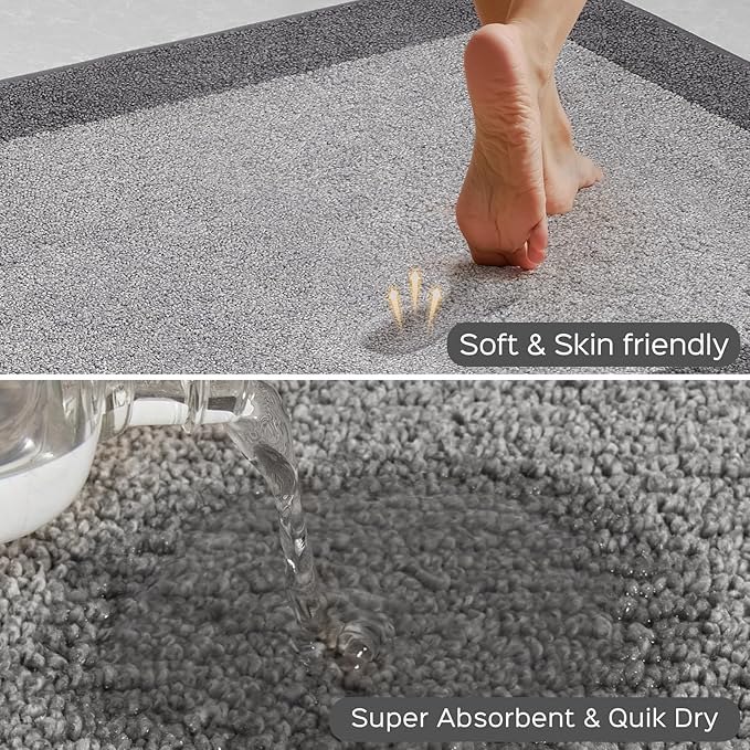 Machine Washable (24" x 36"+ 24" x 60"') Kitchen Rugs Set of 2, Non Slip Kitchen Mats for Floor, Absorbent Entrance Runner Rugs for Bedroom, Hallway, Bathroom, Door (Roll Packing)