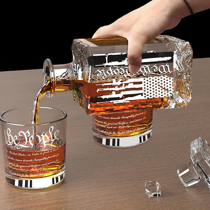 FURSARCAR Retired Gifts for Men Dad, Whiskey Decanter Set with 2 Glasses, Cool Fathers Birthday Present from Daughter Son, Christmas Retirement Gift Liquor Decanter Sets for Man