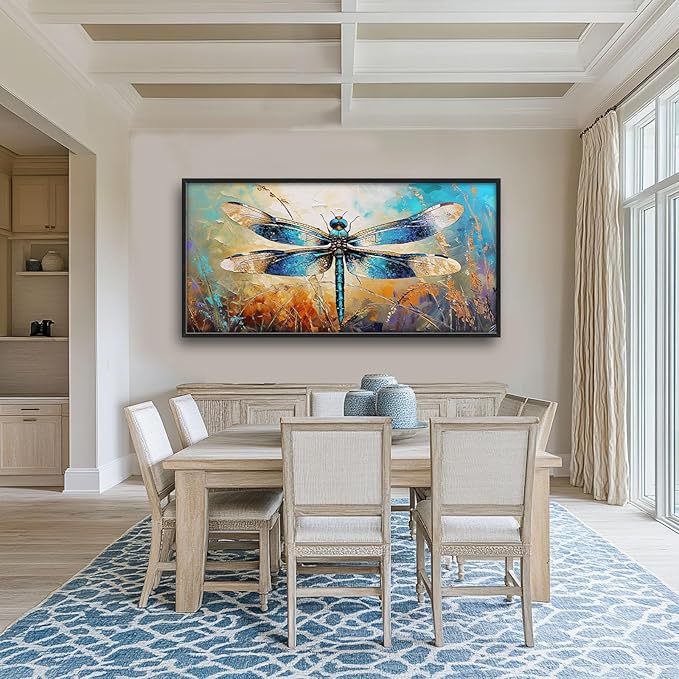 Quorin Dragonfly Large Wall Art Abstract Dragonfly Pictures Wall Decor Colorful Canvas Print Painting Artwork for Bathroom Living Room Bedroom 60L x 30W