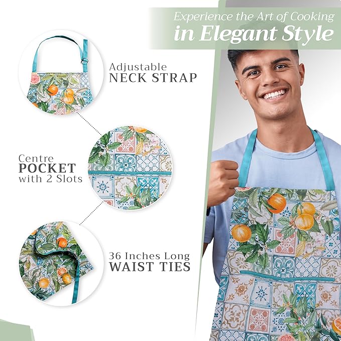 Maison d' Hermine 100% Cotton Apron for women with Pocket Kitchen Chef Apron for Men Cooking Gardening Server Waitress