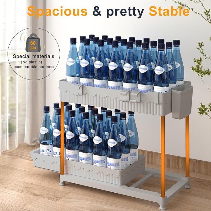 3 Pack Under Sink Organizers, 2-Tier Multi-Use Kitchen and Bathroom Organizers and Storage with Sliding Drawers，Bathroom Cabinet Organizer (Gray, 12.8 Inch)