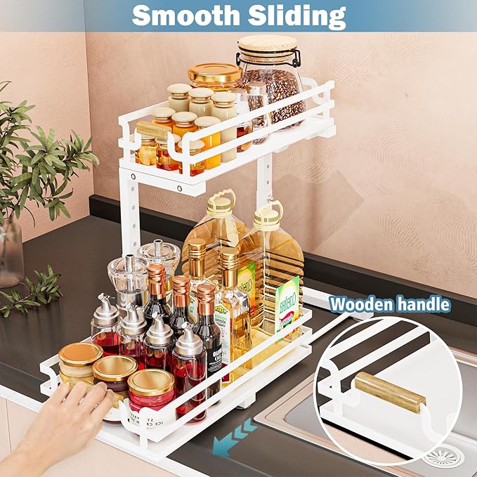 Under Sink Organizers and Storage, 2 Tier Slide Out Under Sink Organizers And Storage (1 Pack-white)