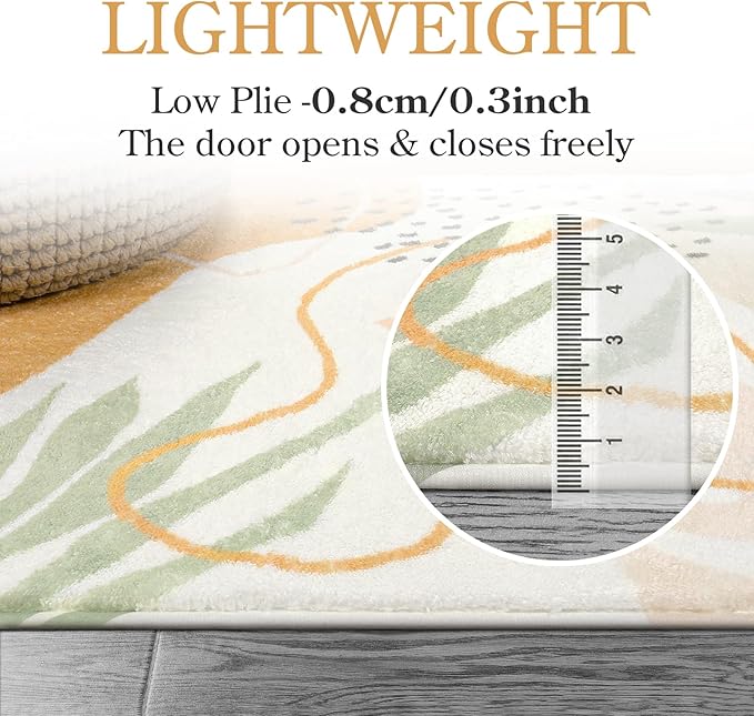 Lahome Boho Washable Rug 6x9 Living Room Carpet Non-Slip Ultra-Thin Large Rug Lightweight Throw Area Rug for Dining Room, Taupe Botanical Print Soft Indoor Rug for Classroom Nursery Bedroom Farmhouse