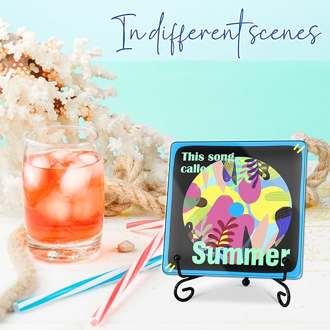 This Song Called Summer Acrylic Sign With A Metal Support - 4x4" Seasonal Abstract Aesthetic Tabletop Acrylic Plaque - Home Desk Office Shelf Display Art Decoration & Favors For Women Men - A01