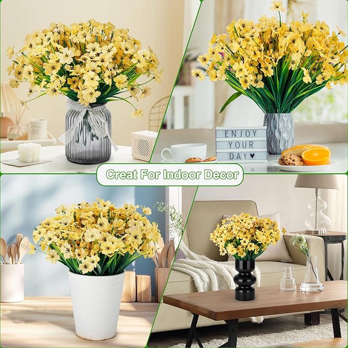 20 Bundles Artificial Flowers for Outdoors or Indoor Garden Home Decoration,No Fade Fake Flowers Faux Plants for Decoration Hanging Planters,Porch Window Box Garden Wedding Farmhouse Fake Plants