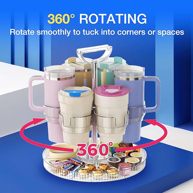 Tumbler Organizer for Stanley Cup and Water Bottle Holder for Cabinet and Kitchen Storage (Clear)