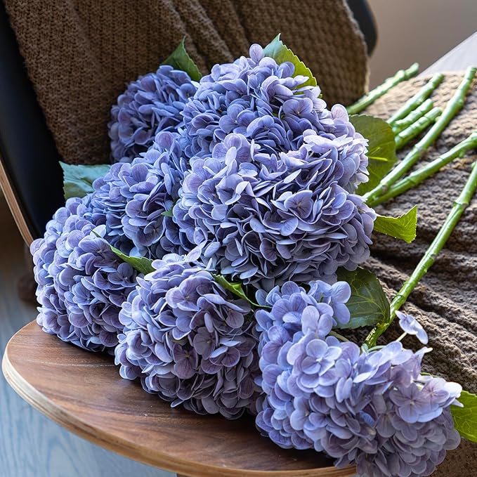 4Pcs 22'' Lifelike Artificial Hydrangea,2 White & 2 Light Purple Large Real Touch Flowers Artificial Flowers Dry Flowers Outdoor Wedding Christmas Office Family Party Living Room Table Deco