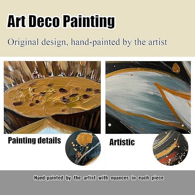 Lotus Flower Hand Painted Wall Art for Bedroom - Black and White Pictures Wall Art for Living Room - Black Framed Wall Art for Office Size 29" x 59"