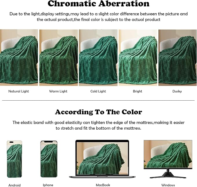 NEWCOSPLAY Super Soft King Blanket Dark Green Premium Silky Flannel Fleece 3D Checkered Lightweight Bed Blanket All Season Use (Dark Green Checkered, King(90"x110"))