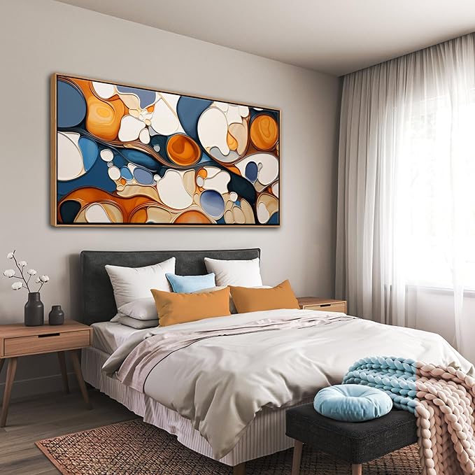 Paintings - Large Abstract Canvas Art - Framed Decor for Living Room, Bedroom, Office - Modern Colorful Artwork, Bedroom Aesthetic Wall Decorations, Oil Painting