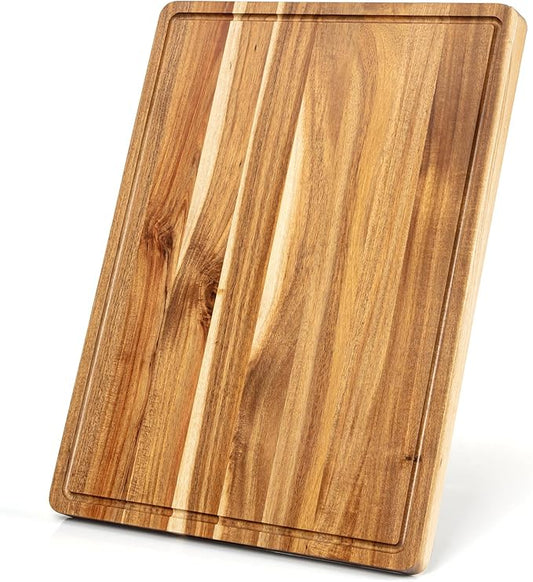Garvee Extra Large Cutting Board for Kitchen, 24" x 18" Acacia Wood Thick Chooping Board with Deep Juice Groove, Large Butcher Block for Meat Fruits Vegetables Turkey