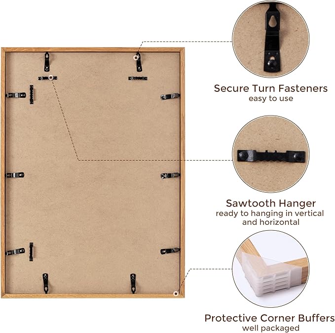 Fun Memories Natural Oak 16x22 Picture Frame with Real Glass, Matted to 14x18, Wall Frame (1 Pack)