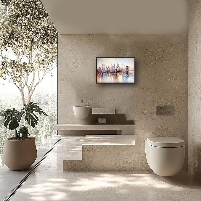 Olivine Large Wall Art, Brooklyn Bridge Pictures Wall Decor, New York Cityscape Canvas Prints Painting, Framed Artwork for Bathroom Bedroom Living Room Office Home Decoration 36"x24"