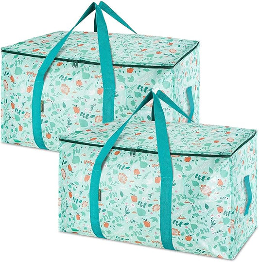 BALEINE 2-Pack Oversized Moving Bags with Reinforced Handles, Heavy-Duty Storage Tote for Clothes, Moving Supplies (Spring Stroll, 2-Pack)