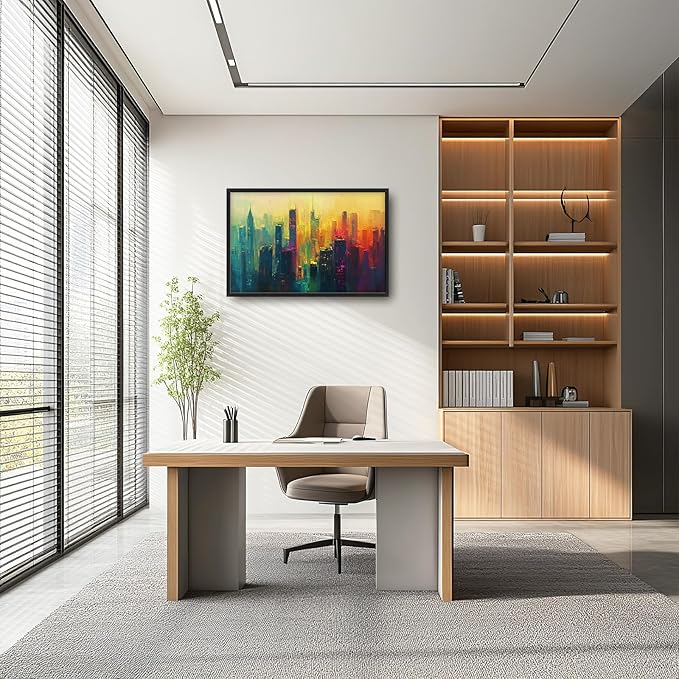 Framed Large Wall Art for Living Room, New York City Canvas Wall Decor, Large Cityscape Picture Framed Painting, Modern Artwork for Bedroom Office 36L'' × 24W''