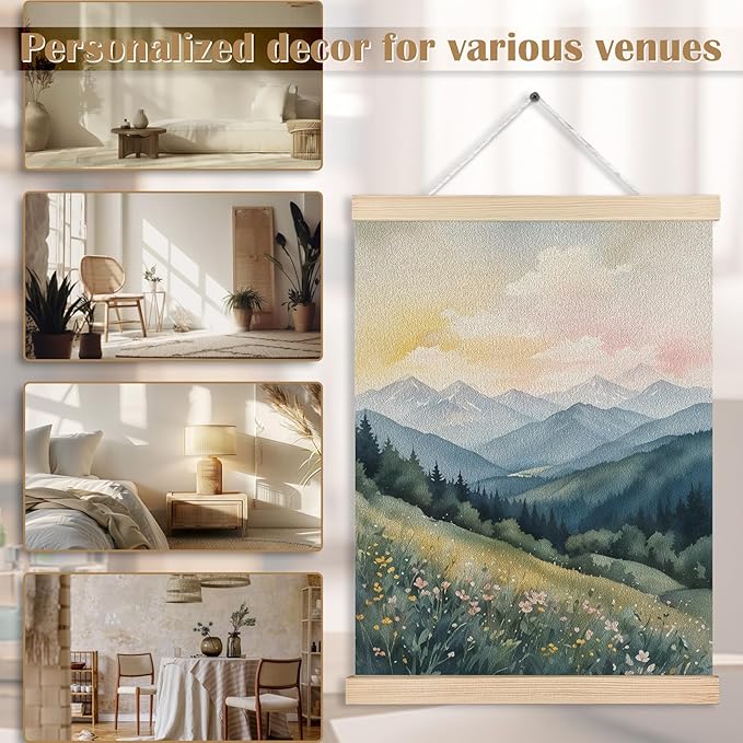 FITIE Abstract Wildflower Green Mountain Scenic Canvas Wall Art Poster, Nature Room Decor, Green Nature Forest Mountain Landscape Wall Decor Prints for Home Bedroom Living Room, 12x16 Inches