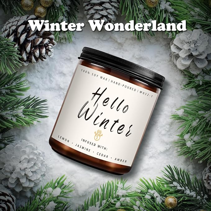Hello Winter Candle - Soy Scented for Christmas, Home & Gifts