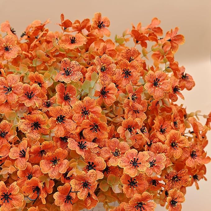 artificial fall flowers faux mums for outdoor indoor garden home decoration, faux flower daisy with, Indoor Outdoor for Thanksgiving Christmas Wedding Party Home Garden Fireplace Décor 12 Bundles