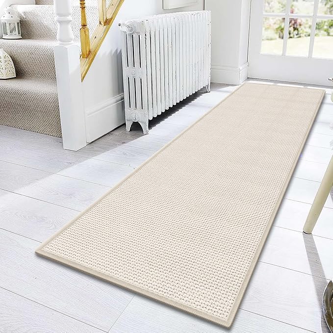 GOYLSER 10 ft Washable Runner Rug Jute Carpet Runner for Hallway, Non Slip Bath Rug Runner Mat, Beige Indoor Runner Rugs for Entryway
