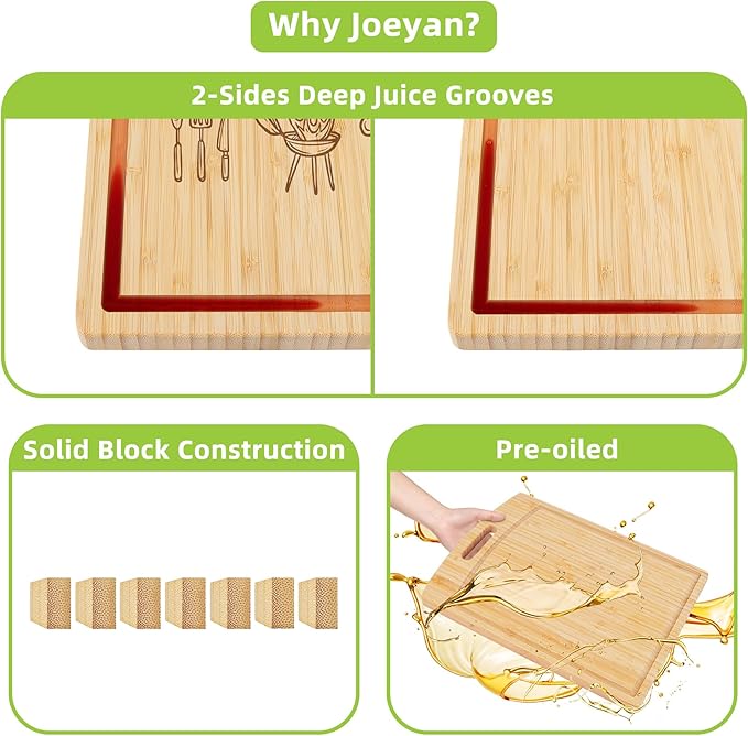 Joeyan Birthday Gift for Dad from Daughter Son, Personalized Engraved BBQ Cutting Board Kitchen Present for Father Grill Master Christmas, Large Size, Heavy Duty, 16x12x0.8"