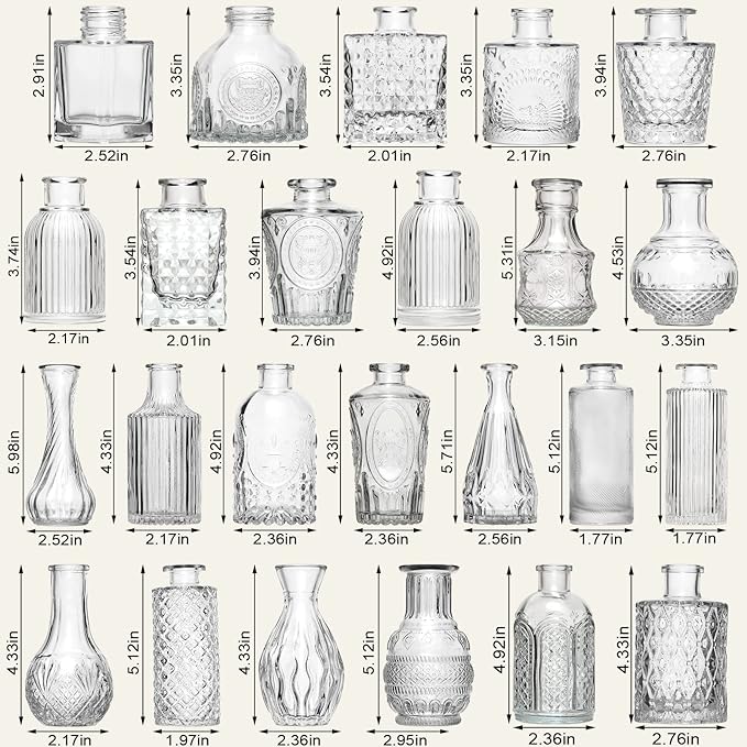 Arme Glass Bud Vase Set of 60 Pcs, Small Clear Glass Bud Vases in Bulk for Flowers, Rustic Wedding Centerpieces and Vintage Decorations, Perfect for Home, Table and Events with Elegant Design