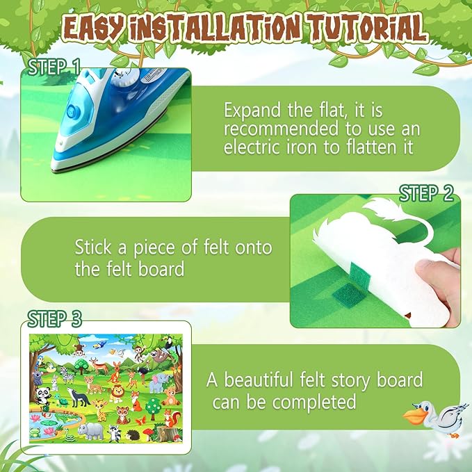 Animal Felt Board Jungle Animal Felt Story Board Montessori Sensory Sets Safari Flannel Wall Activity for Gift Decorations Favors(42,Safari)