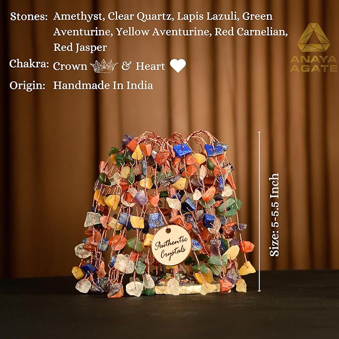 7 Chakra Healing Crystal Tree of Life Handmade Gemstone Bonsai Trees for Home and Office Desk Decor Feng Shui Money Tree for Positive Energy, Wealth, Luck, Reiki, Protection, Spiritual Gift for Women