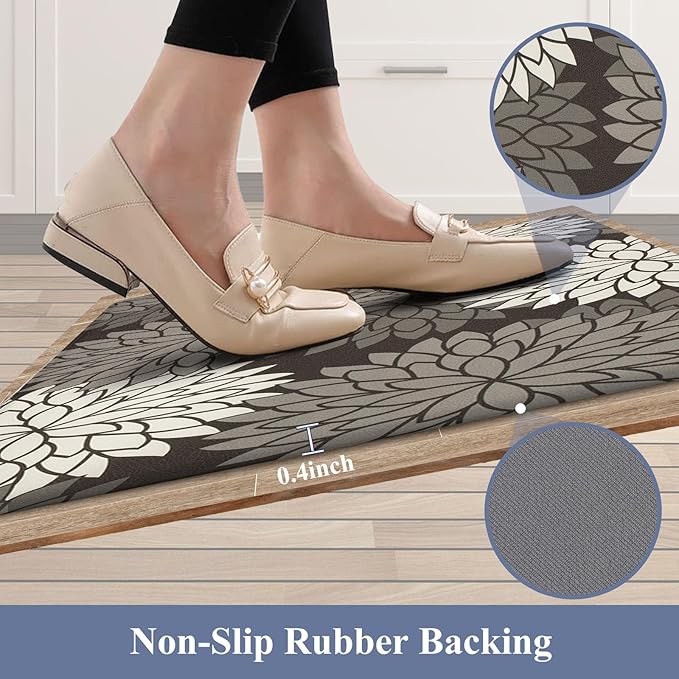 HEBE Anti Fatigue Kitchen Rug Sets 2 Piece Non Slip Kitchen Mats for Floor Cushioned Kitchen Rugs and Mats Waterproof Comfort Standing Mat Runner for Kitchen,Home Office,Sink,Laundry