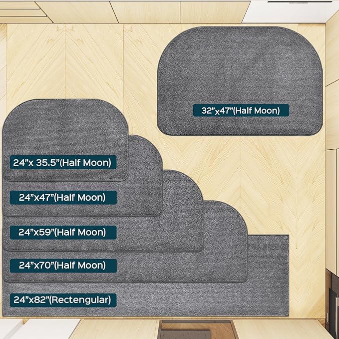 Washable Kitchen Rugs Set of 2 (24" x 35.5" + 24" x 59"), Non Slip Kitchen Mats for Floor, Absorbent Indoor Entryway Runner Rugs for Laundry, Bathroom, Door, Bedroom (Roll Packing)