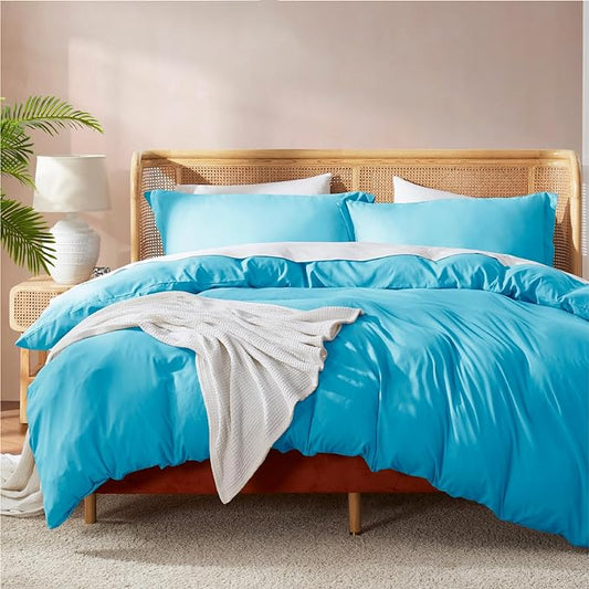 Nestl Twin Duvet Cover Set - Soft Double Brushed Bright Blue Duvet Cover Twin XL, 2 Piece Set with Button Closure, 1 Duvet Cover 68x90 inches and 1 Pillow Sham