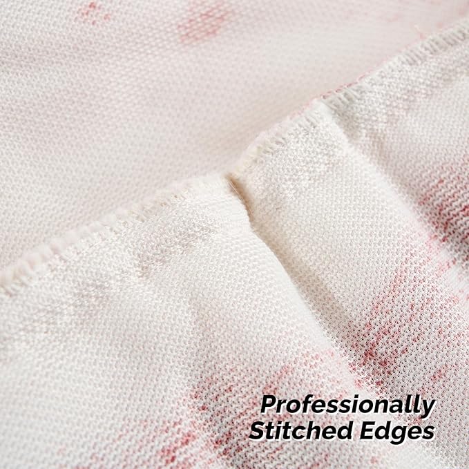 FUTEI Pink White Decorative Throw Pillow Covers 22x22 Inch Set of 2,Soft Fuzzy Faux Rabbit Fur Cushion Covers with Raised Texture,Neutral Boho Home Decor for Couch Bed Living Room