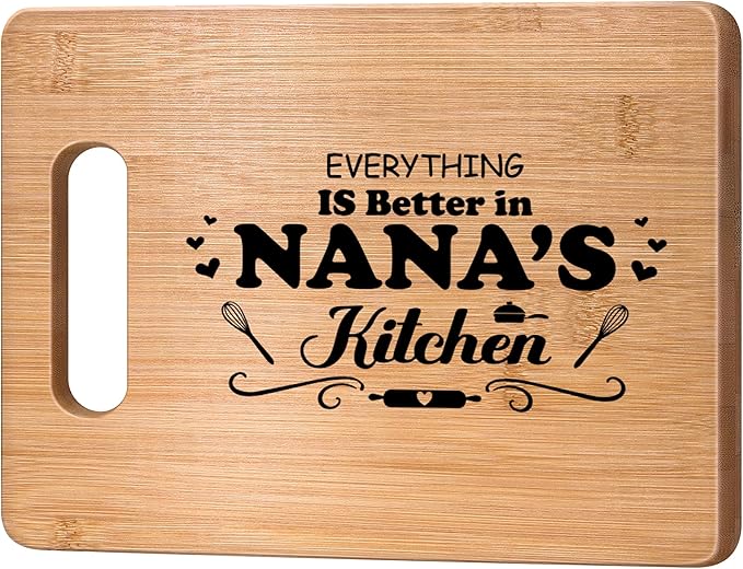 Nana Christmas Birthday Gifts for Grandma,Best Nana Ever Gifts from Grandkids,Personalized Engraved Bamboo Cutting Board Grandma Gigi Mimi White Elephant Gift from Granddaughter Grandson Grandchildren