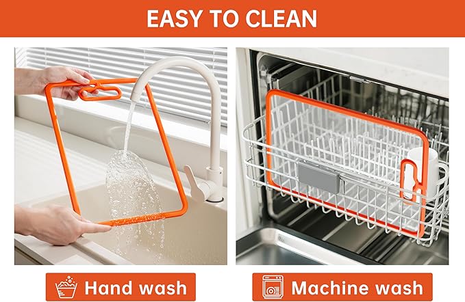 Glass Cutting Board for Kitchen, 2Pcs Tempered Glass Chopping Board with Non-Slip Edges, Dishwasher Safe Clear Cutting Board Set for Countertop, Heat & Shatter Resistant, 15"×11" (Orange)