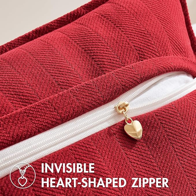 MIULEE Pack of 2 Red Decorative Pillow Covers 18x18 Inch Soft Chenille Luxurious Couch Throw Pillows Farmhouse Cushion Covers with Elegant Design for Sofa Bedroom Living Room Home Decor