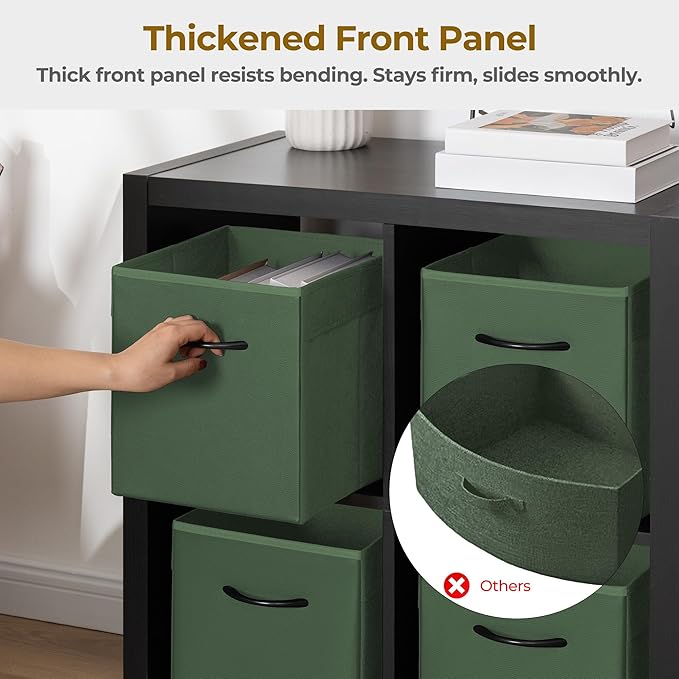 StorageWorks Green Storage Cubes, 11 Inch Cube Storage Bins with Handle, Cube Storage Organizer Bins for Shelves and Closet, Collapsible Storage Bins, 4-Pack